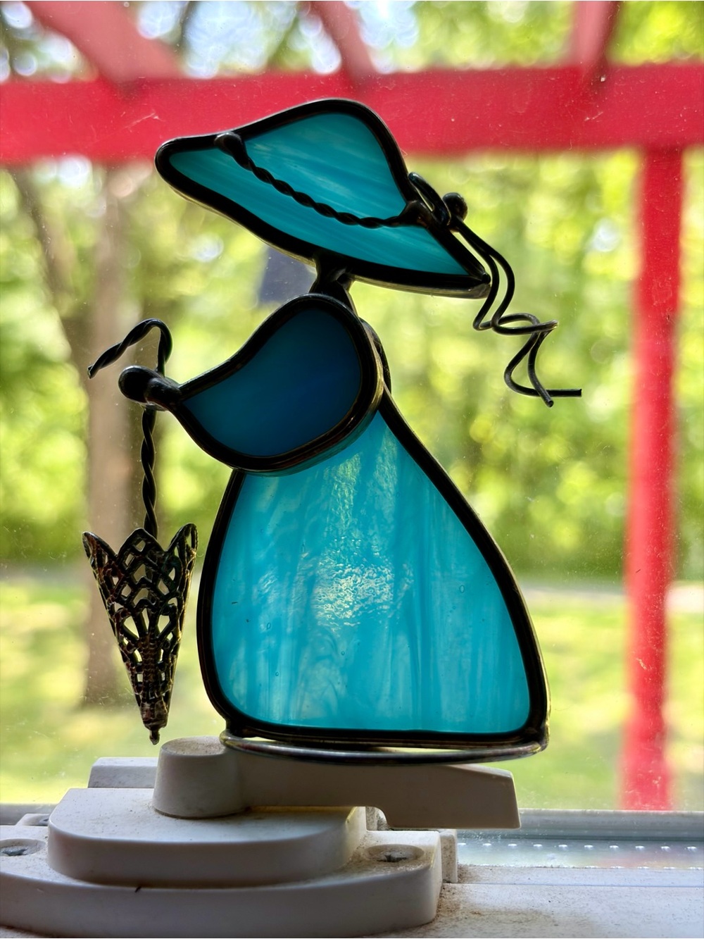 Stained Glass Woman Figure Teny Nudson 1992 Table Top Old Fashioned Victorian